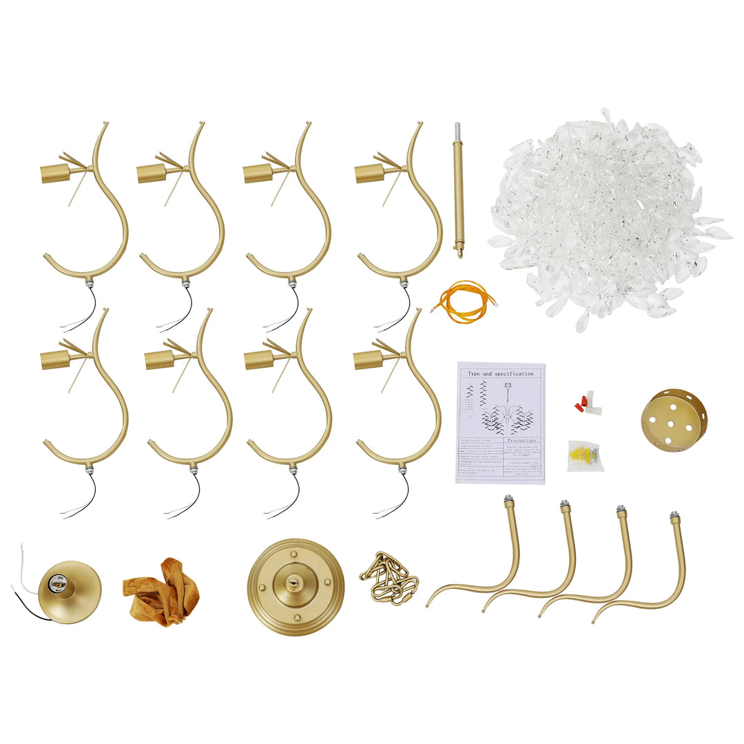 9-Arm Modern Crystal Pendant Lamp LED Chandelier Ceiling Lamp Chandelier Classic Metal For Bedroom Living Room  90*100cm