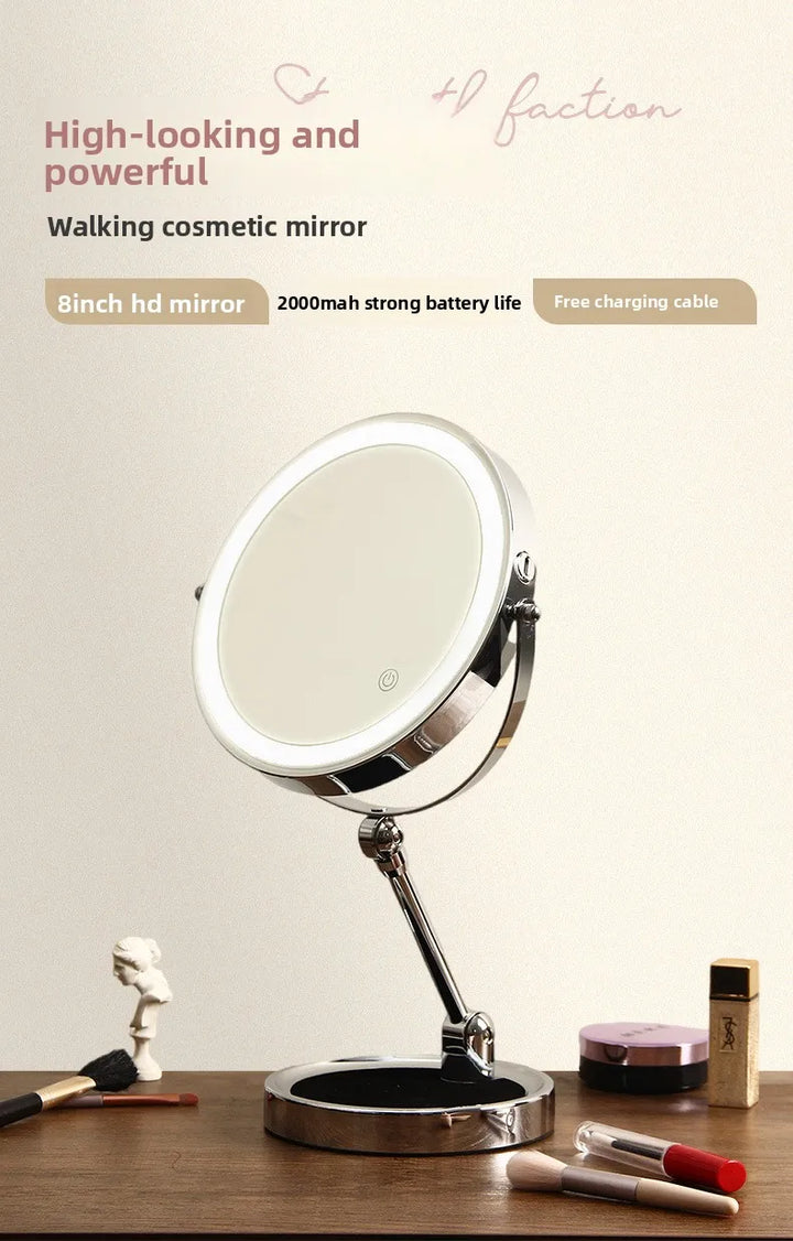 8 Inch Makeup Mirror With Light Lamp 5/7/10X Magnification 3 Color Lights,Adjustable Brightness Height Standing Cosmetic Mirror