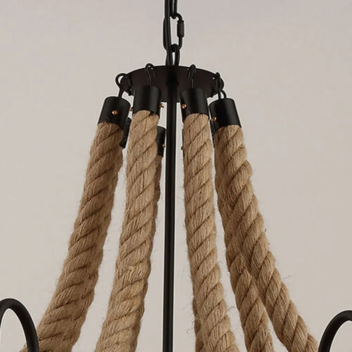 Bymaocar 12 Lights Hemp Rope Vintage Industrial Chandelier Ceiling Light Rustic Wheel Large Pendant Light Fixture Fit  Cafe Bar