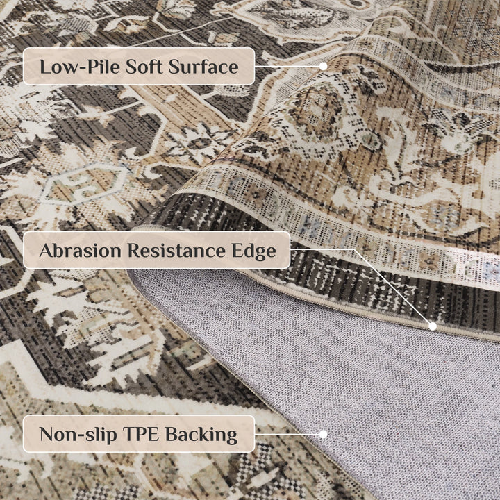 Orhopui Boho Area Rug, Machine Washable Outdoor Camping Rug, Non-Slip Stain Resistant Machine Washable Rug