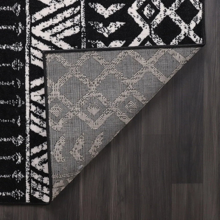 Boho Moroccan Black and White Rug Geometric Diamond 6x9 Area Rugs for Living Room Bedroom Kitchen Modern Bohemian Soft Stain Re