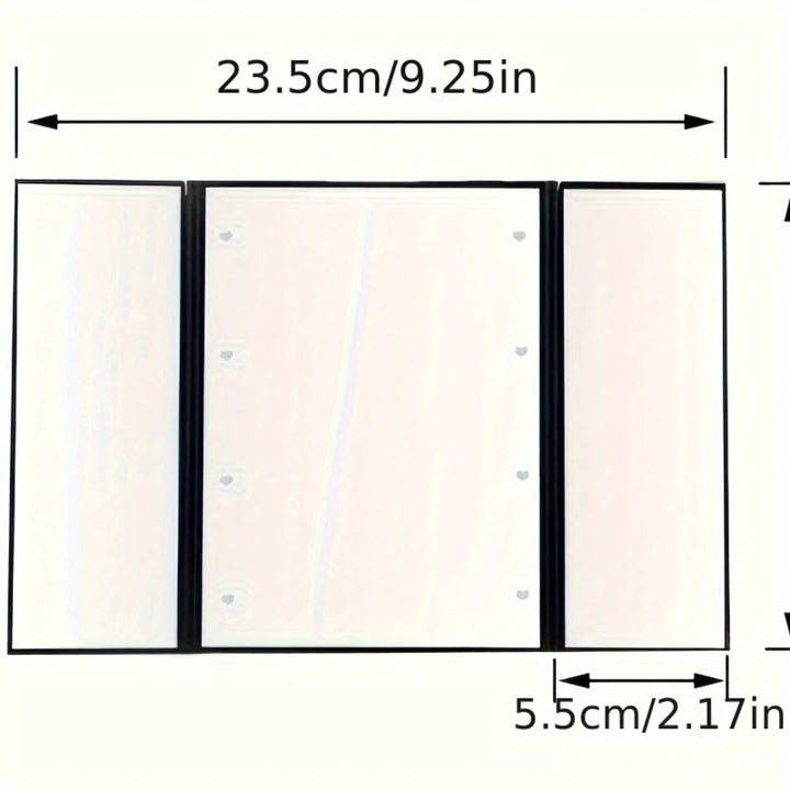 LED Tri-Fold Vanity Makeup Mirror - Illuminating Tabletop Mirror with Adjustable Brightness, Portable Design, Perfect for Beauty