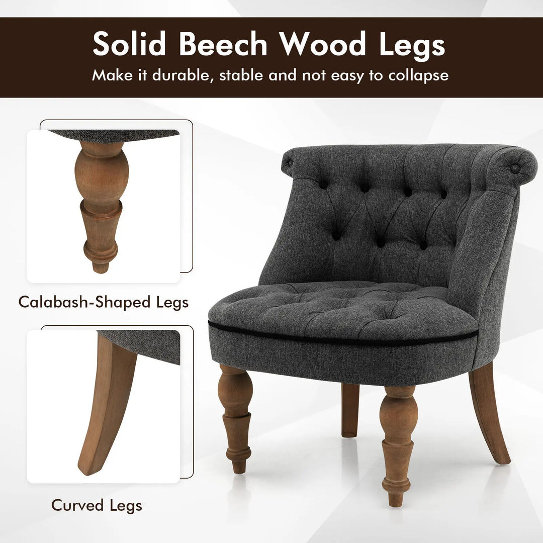 Set of 2 Armless Accent Chairs Upholstered Slipper Chairs w/ Beech Wood Legs