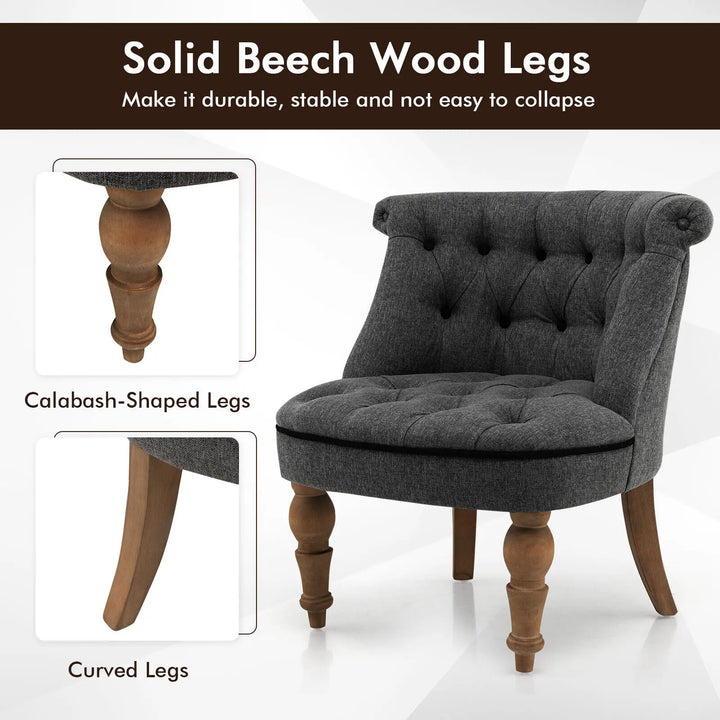 Set of 2 Armless Accent Chairs Upholstered Slipper Chairs w/ Beech Wood Legs