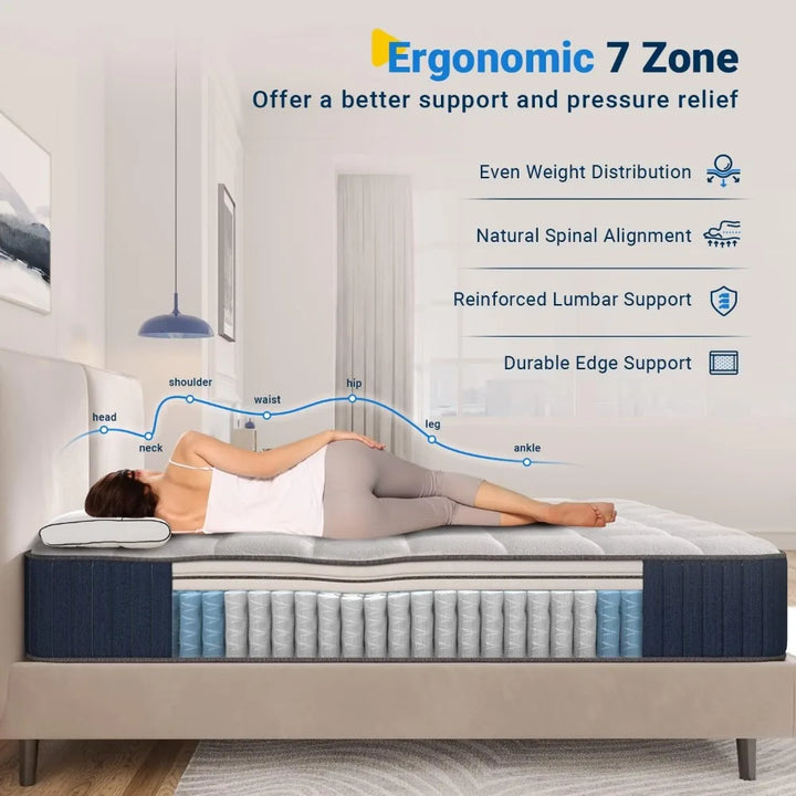 12 Inch California King Mattress in a Box Medium Firm Hybrid Cal King Mattress with Latex Memory Foam CertiPUR-US Certified, 10