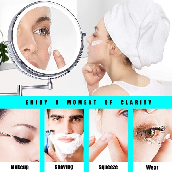 LED Wall Mount Two-Sided Magnifying Makeup Vanity Mirror