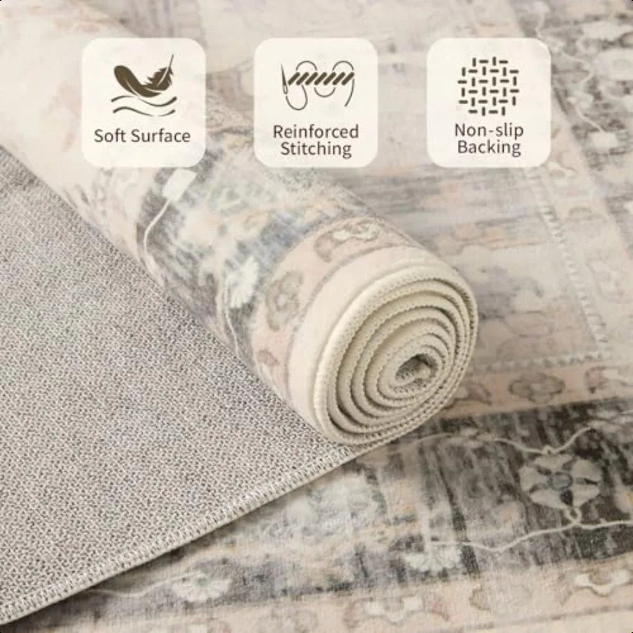 5X7 Washable Area Rug for Living Room  Large Boho Rugs for Office Dining Room Room Farmhouse Durable Low Pile Non Slip Carpet f