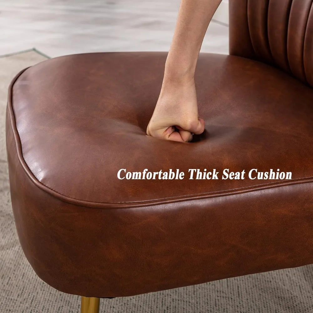 Modern Accent Chair Set of 2 PU Leather Slipper Chair Wingback Side Chair for Living Room Bedroom