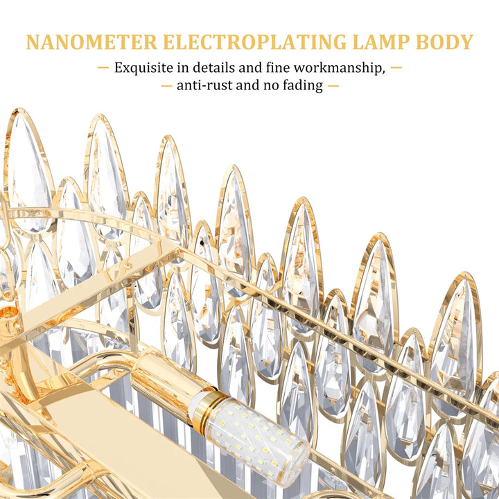 LUVODI Luxury Rectangle Crystal Chandelier Lamp Raindrop Design Pendant Ceiling Light Fixtures for Homes Hotel