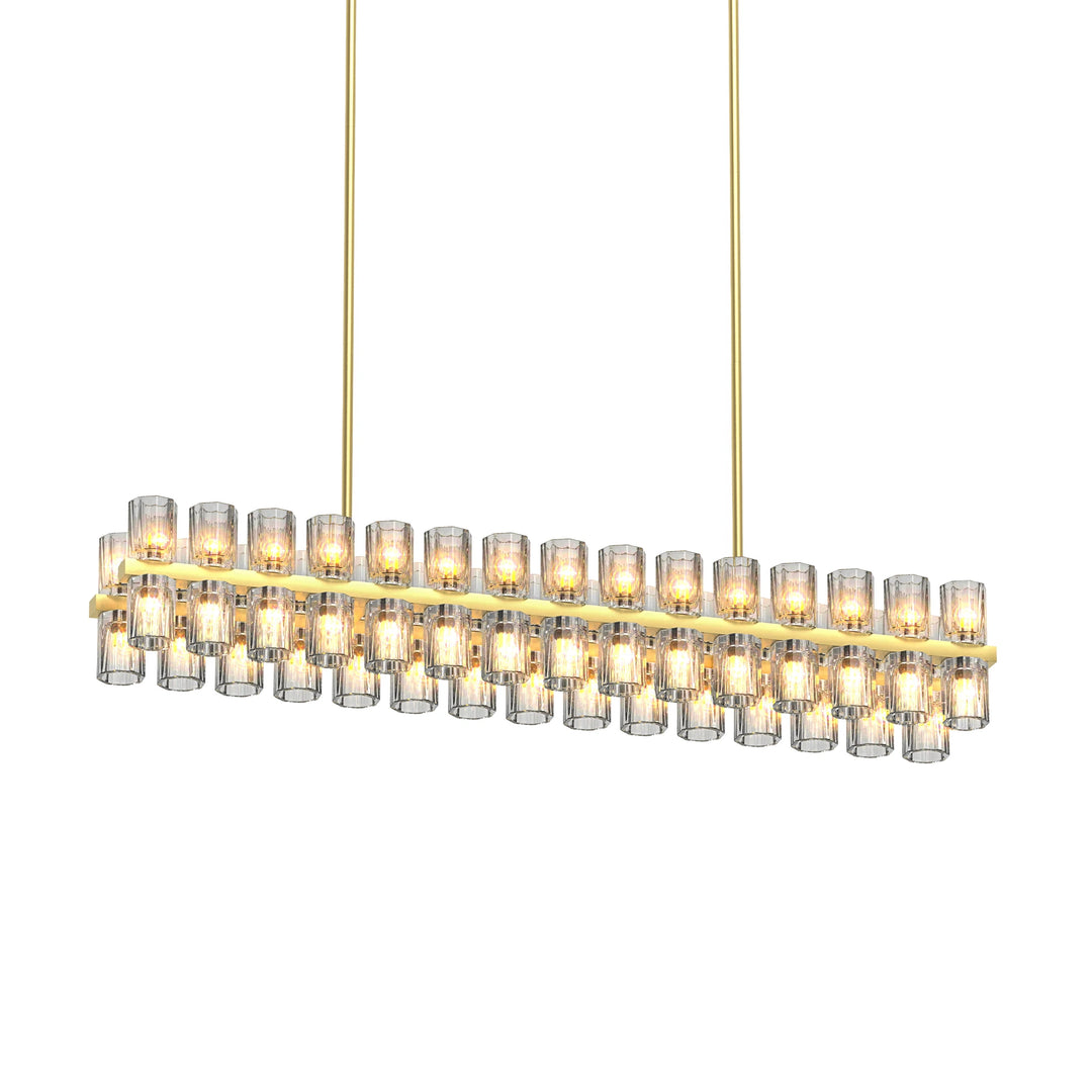 Crystal Gold Rectangular Chandelier for Dining Room, 54in Dining Room Chandelier over Table, Modern Chandelier