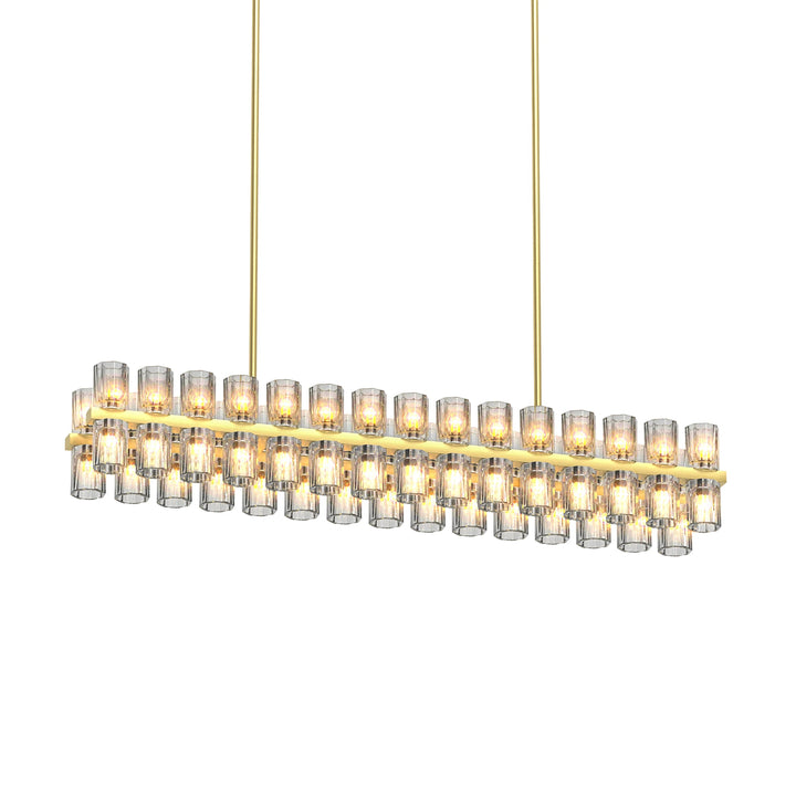 Crystal Gold Rectangular Chandelier for Dining Room, 54in Dining Room Chandelier over Table, Modern Chandelier