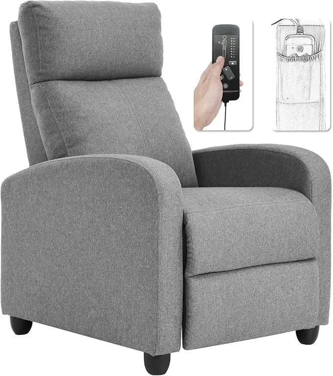 Recliner Chair for Living Room Modern Wingback Sofa Home Theater Seating Push Back Reclining Chair with Lumbar Support (Without