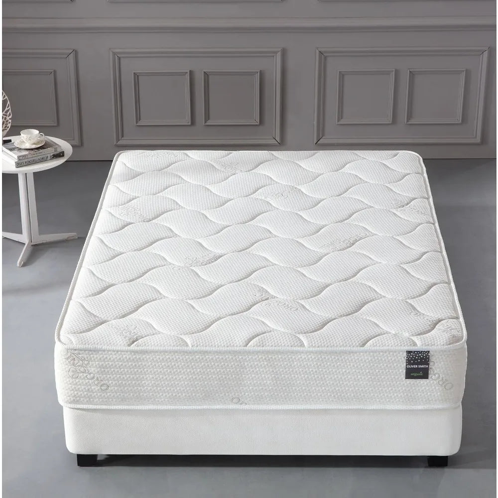 Oliver & Smith 10-Inch King Size Mattress Euro Plush Top with Organic Cotton Cover, Cooling Memory Foam - Pocketed Coils Medium