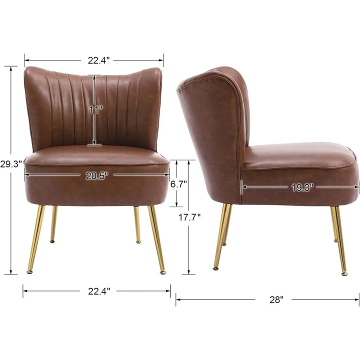 Modern Accent Chair Set of 2 PU Leather Slipper Chair Wingback Side Chair for Living Room Bedroom