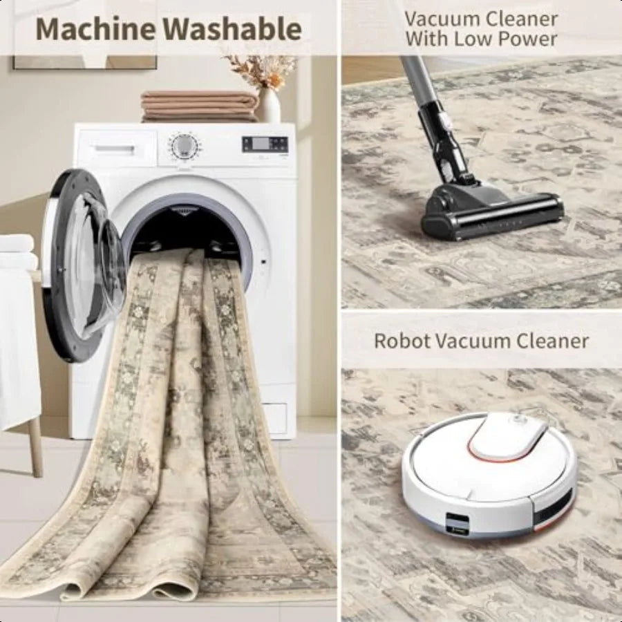 5X7 Washable Area Rug for Living Room  Large Boho Rugs for Office Dining Room Room Farmhouse Durable Low Pile Non Slip Carpet f