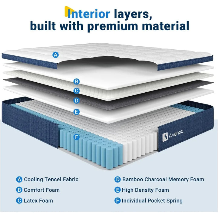 12 Inch California King Mattress in a Box Medium Firm Hybrid Cal King Mattress with Latex Memory Foam CertiPUR-US Certified, 10
