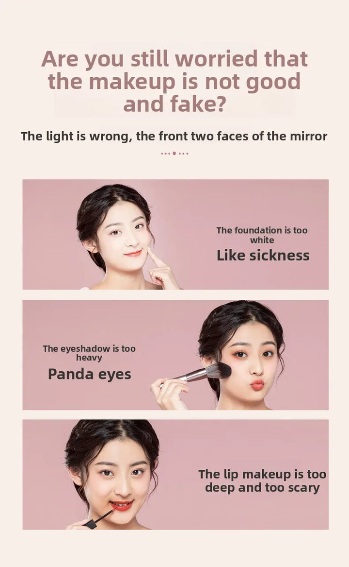 8 Inch Makeup Mirror With Light Lamp 5/7/10X Magnification 3 Color Lights,Adjustable Brightness Height Standing Cosmetic Mirror