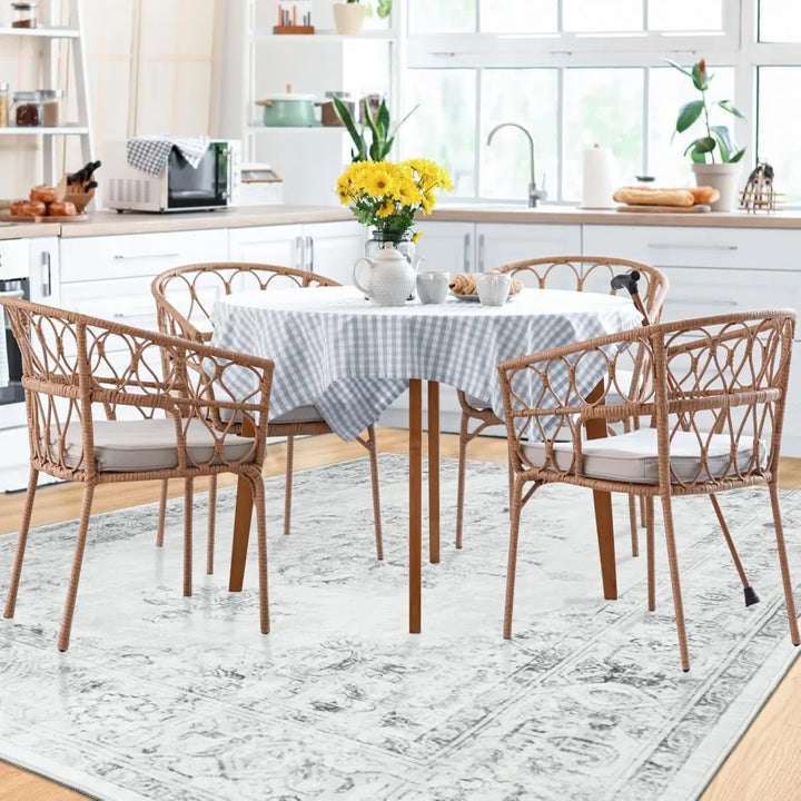 6x9 Washable Area Rug for Living Spaces, Large Bedroom Rugs, Vintage-Style Dining Room Floor Coverings, Non-Slip Soft Low Pile C