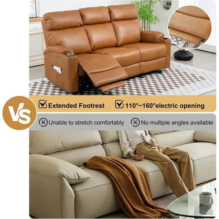 RPD4-3 seater recliner. PU leather recliner sofa. Home Theater Seating with flipped middle backrest. R