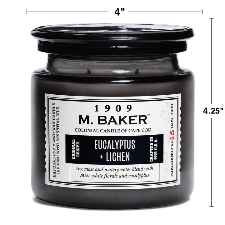Eucalyptus Lichen Aromatherapy Candle 2 Wicks Soy Wax Natural Fragrance Clean Minty Earthy Scent Long Lasting Burn Time 60 Hours