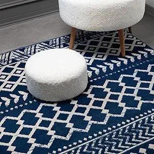 Boho Moroccan Black and White Rug Geometric Diamond 6x9 Area Rugs for Living Room Bedroom Kitchen Modern Bohemian Soft Stain Re