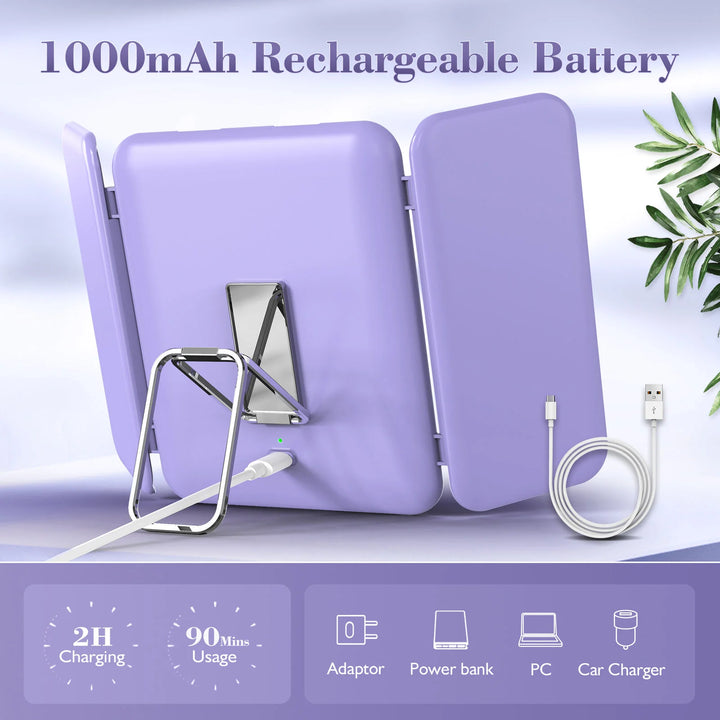 SEJOY Cosmetic Mirror LED Light Strip with 3X/7X Magnification Foldable Portable Touch Control Trifold Makeup Mirror