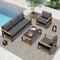 Outdoor 4-Piece Modern Aluminum Patio Furniture Sets,5 Person Conversation Set, Faux Wood Grain Finish Frame Sofa Set