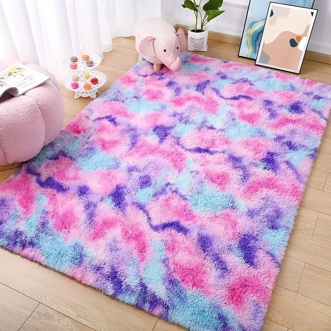 Lochas Super Soft Plush Tie Dye Velvet Rugs for Home Decor Large Size shaggy Rug Fluffy Carpet For Living Room Bedroom Kids Room