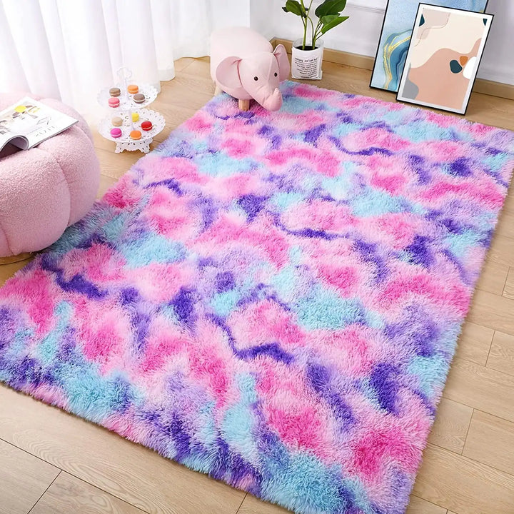 Lochas Super Soft Plush Tie Dye Velvet Rugs for Home Decor Large Size shaggy Rug Fluffy Carpet For Living Room Bedroom Kids Room