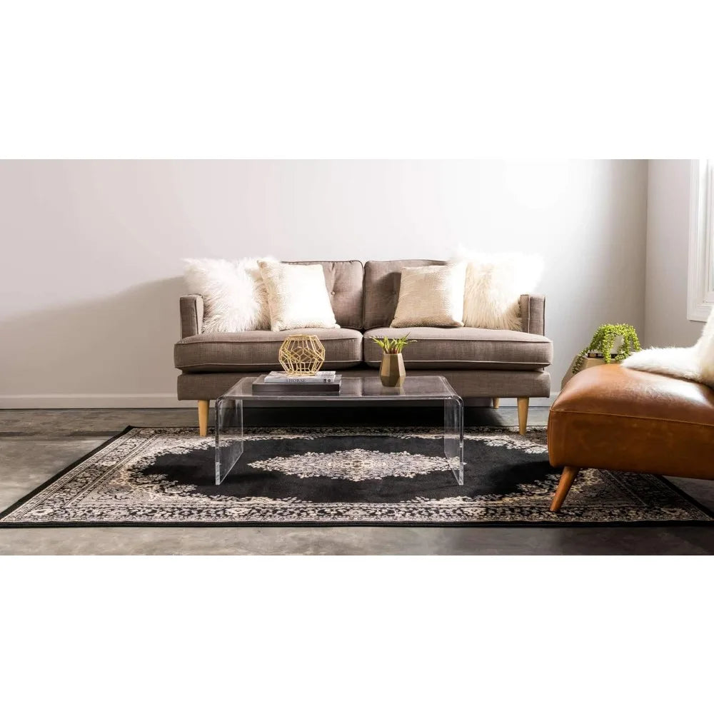 Reza Collection Traditional Persian Style Area Rug Black/Beige