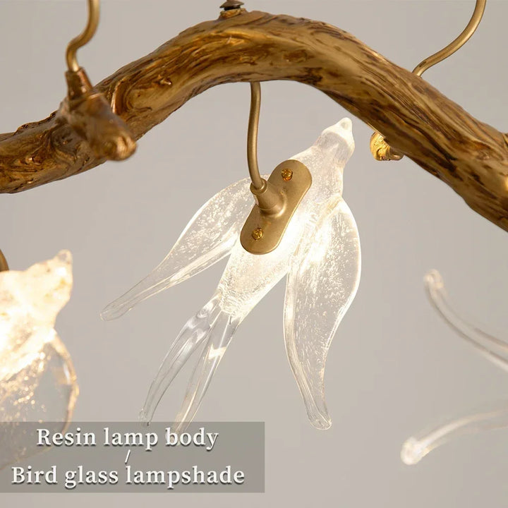 Luxury Branch Chandelier Glass Bird Crystal Led Ceiling Chandelier for Dining Room Bedroom Hotel Vintage Living Room Chandelier
