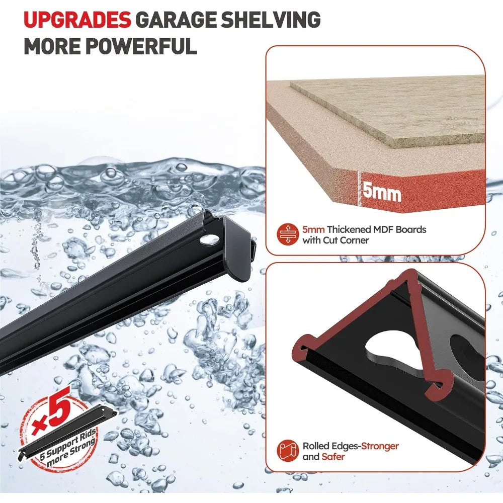 2020LBS Storage Shelves 5 Tier Garage Shelving Heavy Duty,  72" H x 35.55" W x 16" D, Black