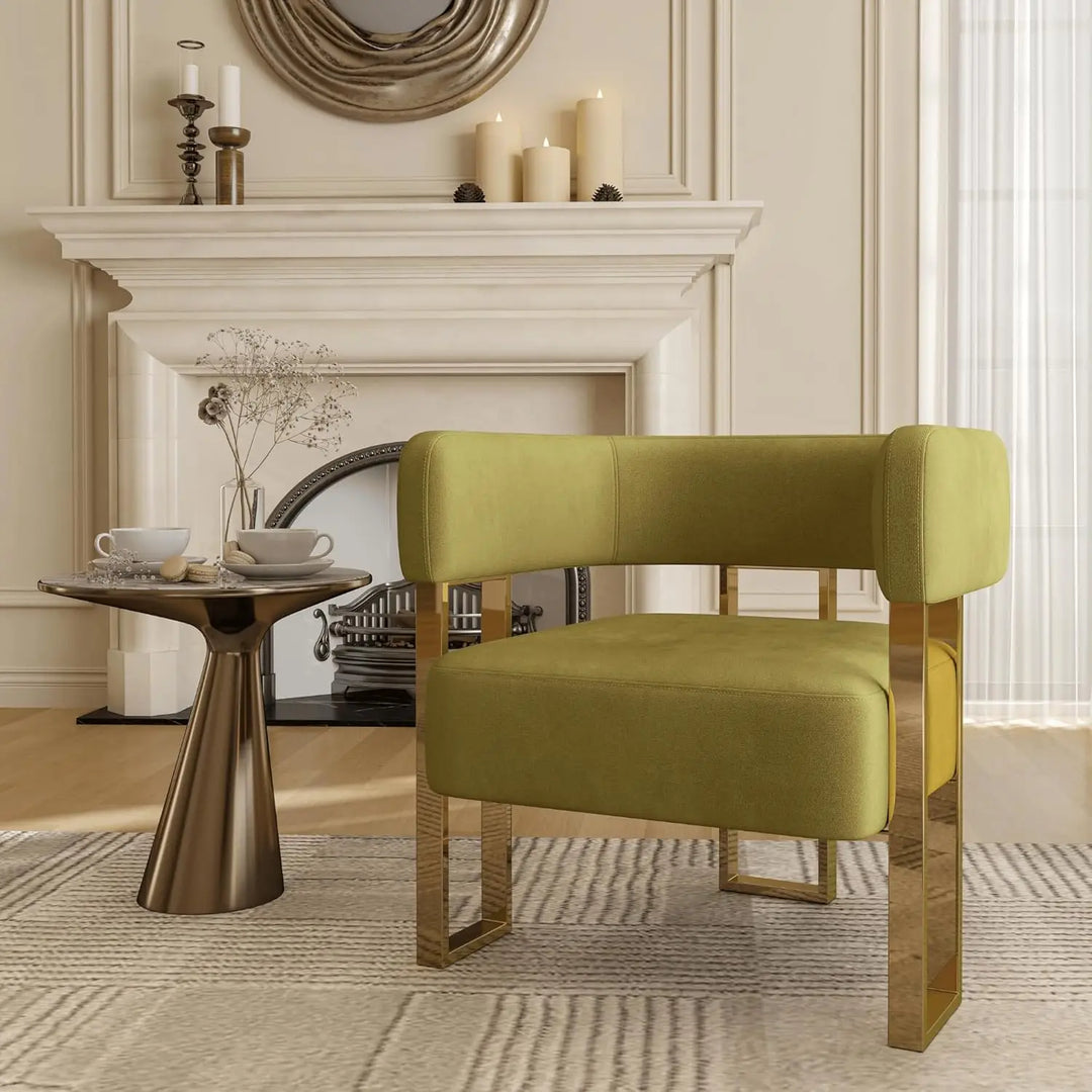 Modern Velvet Accent Chairs Set of 2, Upholstered White Barrel Armchair Living Room Chair with Gold Metal Legs Comfy Corner Sofa