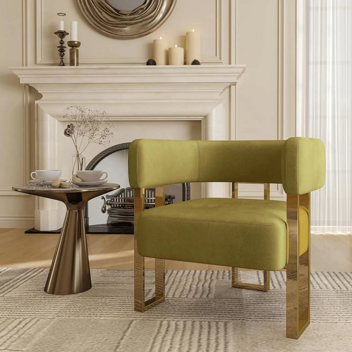 Modern Velvet Accent Chairs Set of 2, Upholstered White Barrel Armchair Living Room Chair with Gold Metal Legs Comfy Corner Sofa