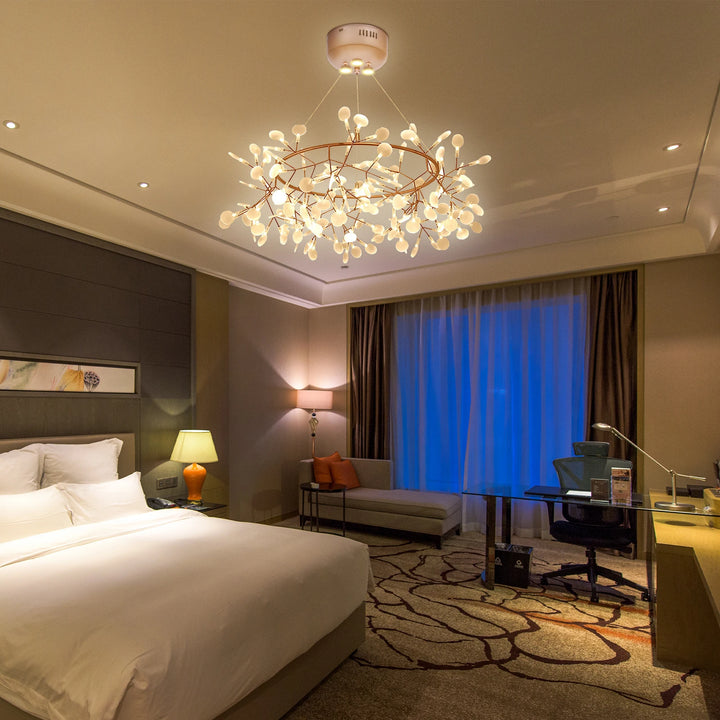 40W Modern Ceiling Mounted Chandelier 135* LED Light Beads Rose Gold Chandelier Suitable for Dining Room, Living Room, Bedroom