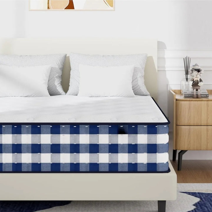 King Size Mattress, Gel Memory Foam Hybrid Mattress in a Box, Independent Pocket Coils for Motion Isolation,