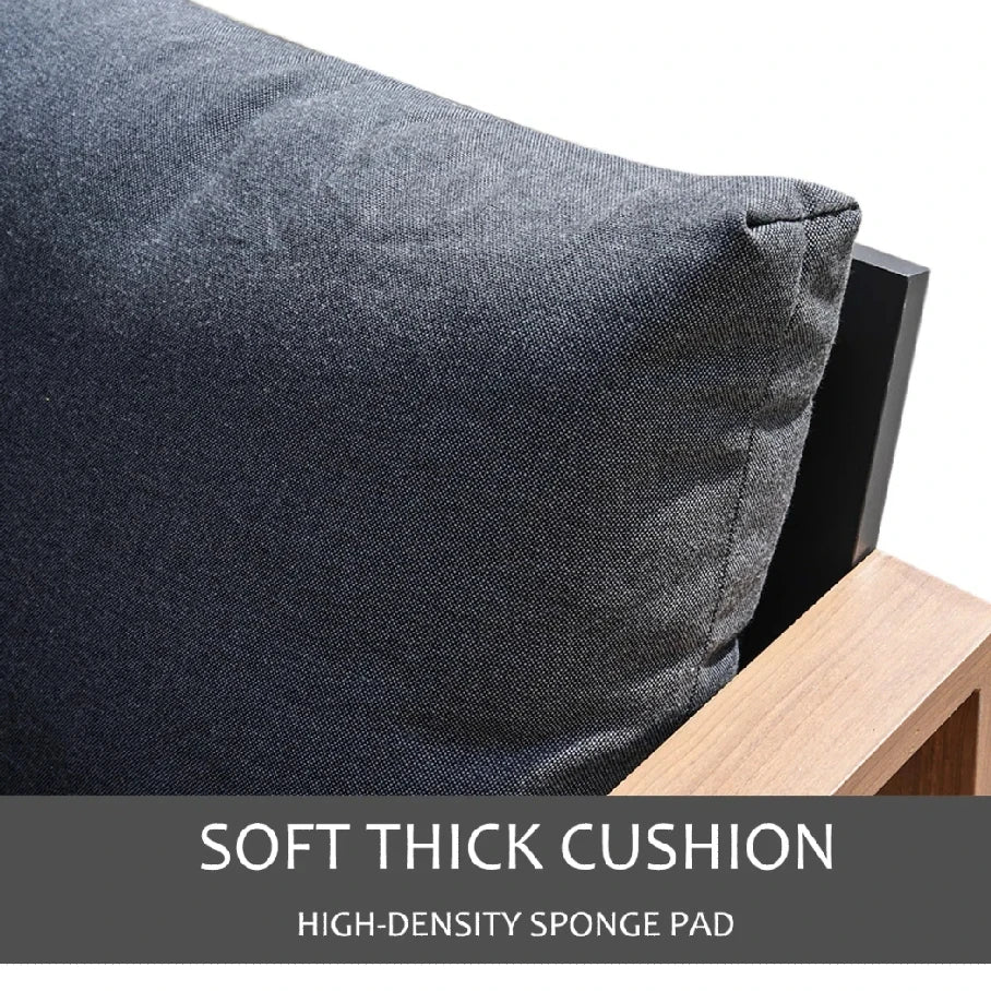 Outdoor 4-Piece Modern Aluminum Patio Furniture Sets,5 Person Conversation Set, Faux Wood Grain Finish Frame Sofa Set