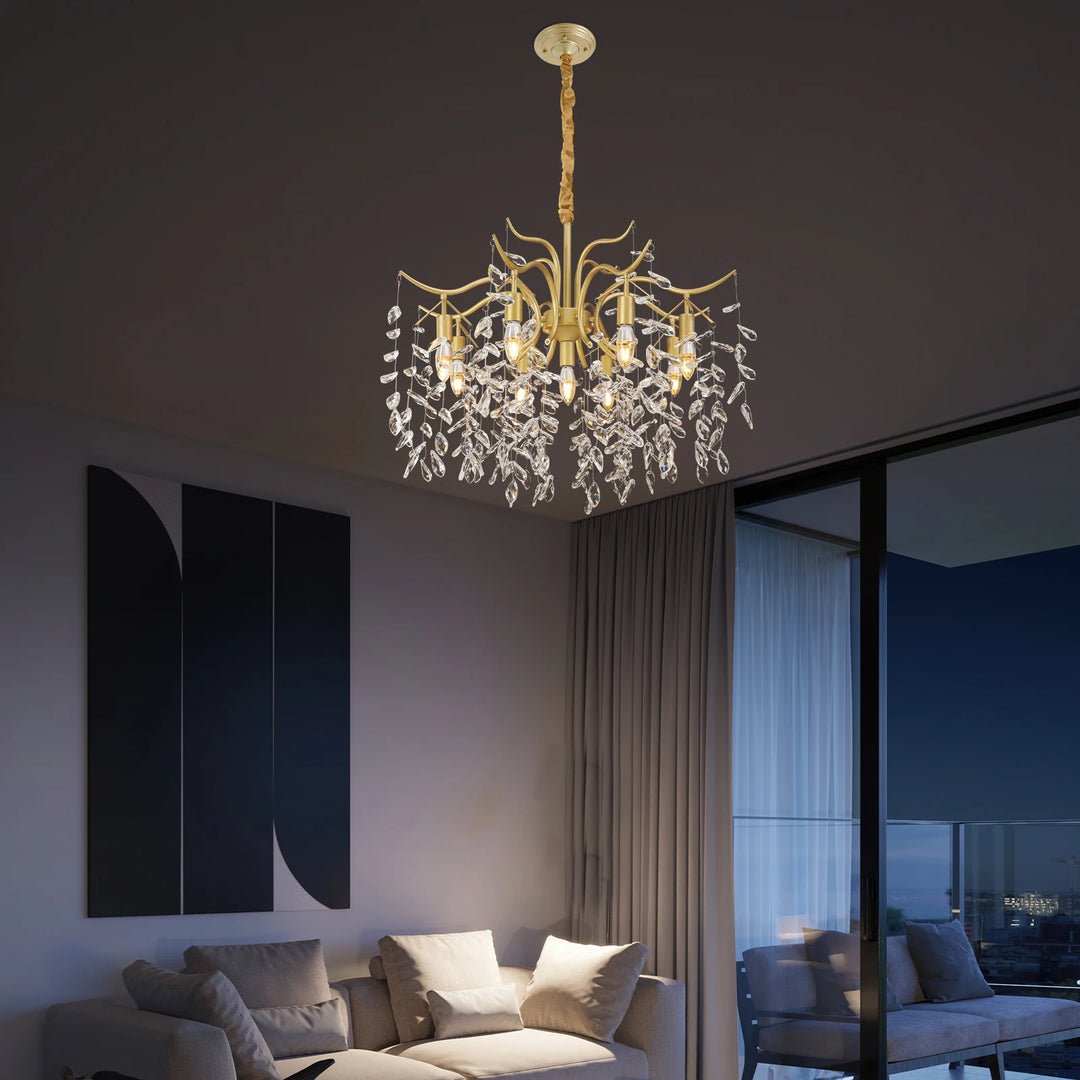 9-Arm Modern Crystal Pendant Lamp LED Chandelier Ceiling Lamp Chandelier Classic Metal For Bedroom Living Room  90*100cm