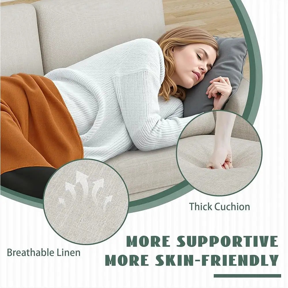 L-Shaped Sectional Sofa Convertible Small Space Couch Reversible Chaise Linen Fabric Comfortable Living Room Easy Assembly