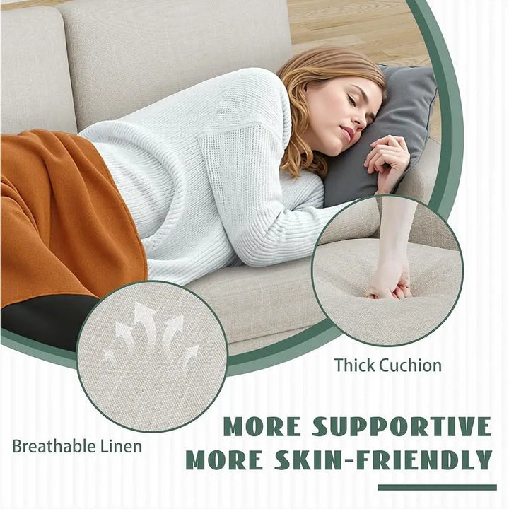 L-Shaped Sectional Sofa Convertible Small Space Couch Reversible Chaise Linen Fabric Comfortable Living Room Easy Assembly