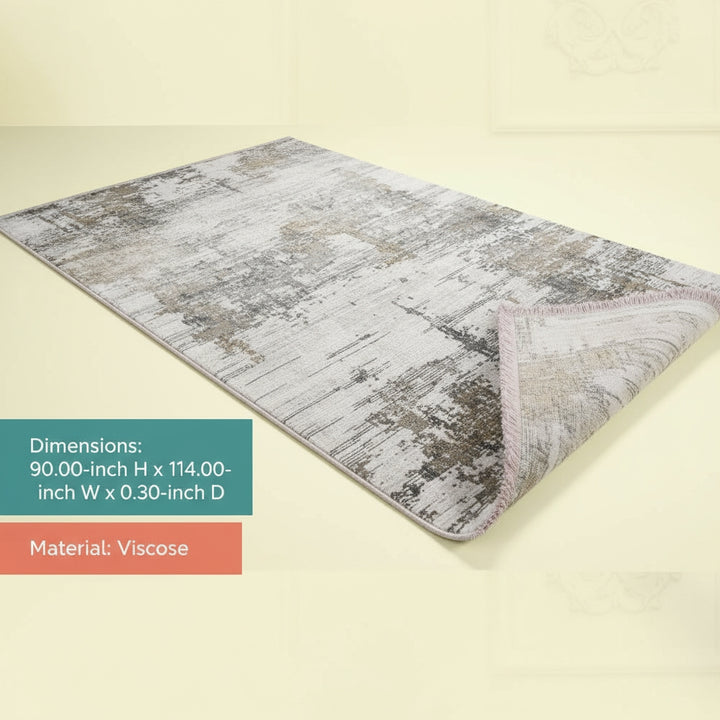 Venice Frasier Ivory/Gold Abstract Area Rug 7'6"x9'6"