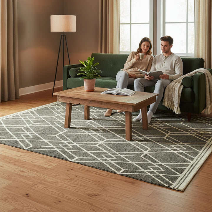 Vista Duncan Taupe Hand-Hooked Wool Area Rug 9'x13'