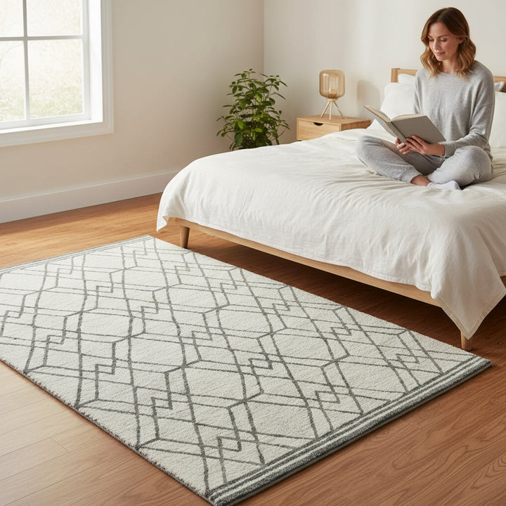 Vista Duncan Ivory Hand-Hooked Wool Area Rug 9'x13'