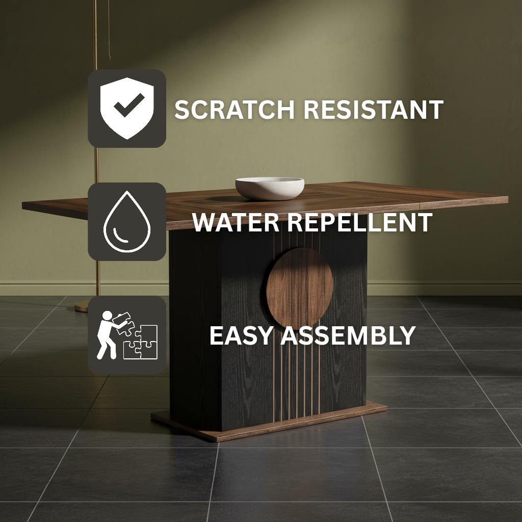 Rectangle Dining Table, Wooden Dining Set,  Wooden Furniture with  Heavy Duty Base | Trufairs