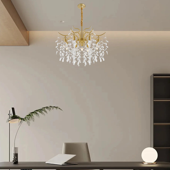 9-Arm Modern Crystal Pendant Lamp LED Chandelier Ceiling Lamp Chandelier Classic Metal For Bedroom Living Room  90*100cm
