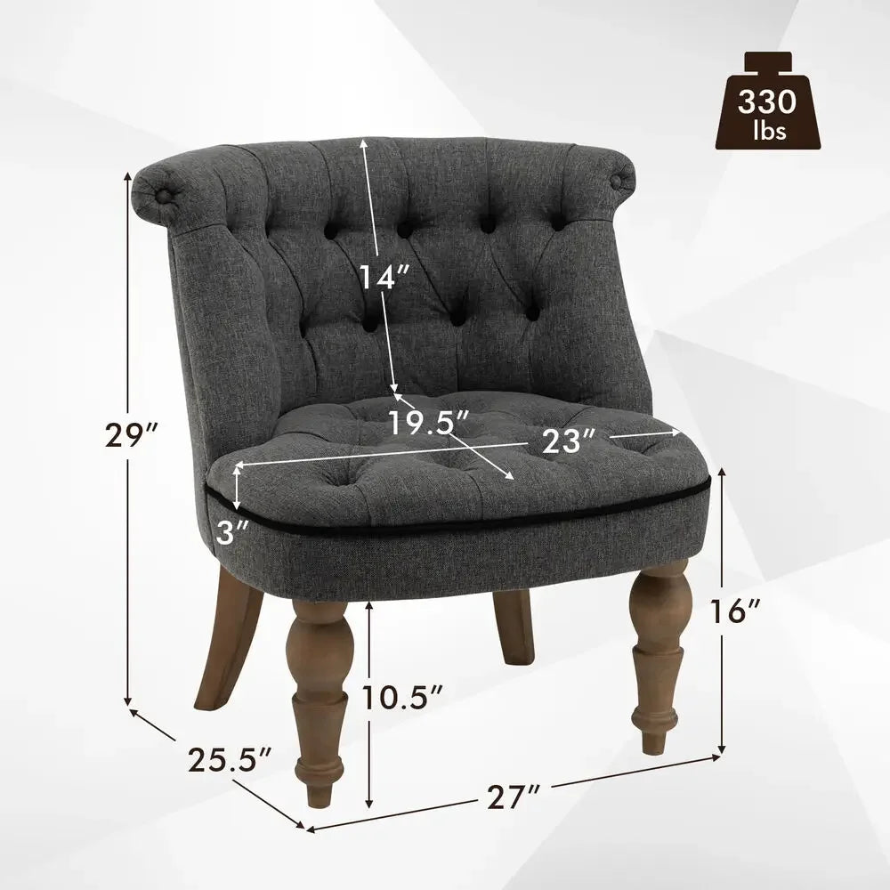 Set of 2 Armless Accent Chairs Upholstered Slipper Chairs w/ Beech Wood Legs