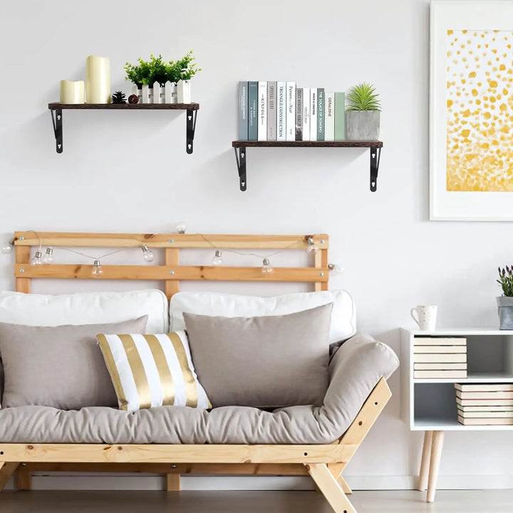 Floating Shelves,Wood Wall Mounted Shelf Set of 2, Multifunctional Wall Storage Shelves for Living Room, Bathroom, Kitchen, or