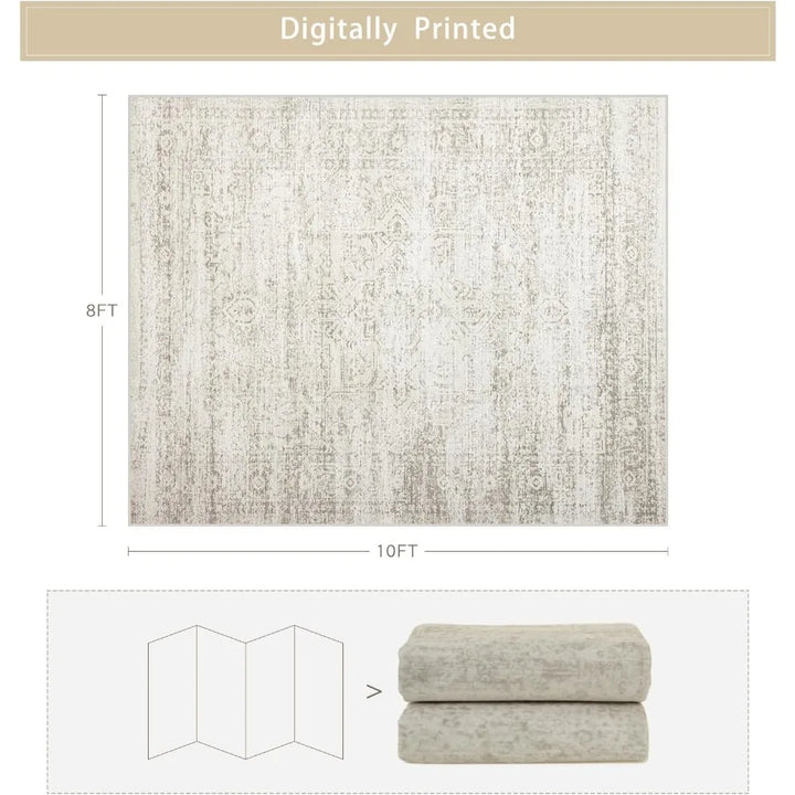 Soft Faux Wool 8x10 Area Rugs for Living and Dining Rooms, Ideal for Bedrooms, Large Size Carpets with Non-Slip Backing