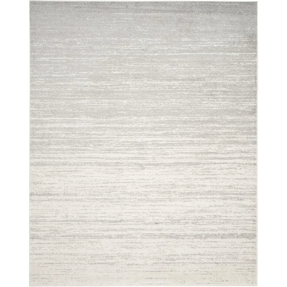 Large 8x10 Modern Ombre Rug - Ivory and Silver, Non-Shedding, Easy to Clean