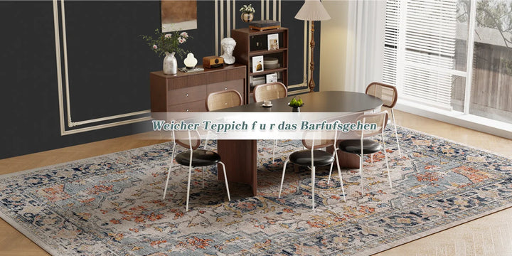 Orhopui vintage boho design, washable area rugs non-slip rugs for living room bedroom traditional woven rugs stain resistant